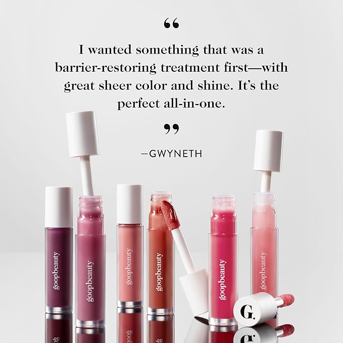 goop Beauty Hydra-Barrier Gel Gloss | Hydrating Lip Gloss to Moisturize & Plump Lips | Hyaluronic Acid & Vitamin E | Spice - Sheer Cocoa | 0.13 oz