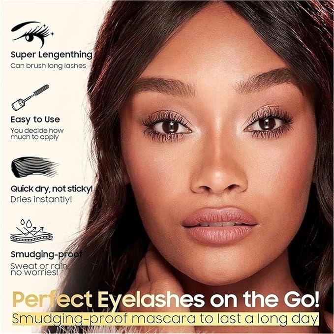 Tubing Mascara Instant Extensions - Black 2-1 Curling Eyelashes and No Clumping, Waterproof Mascara for Volumizing and Lengthening, Create Natural Eye Makeup (0.28 fl. oz)