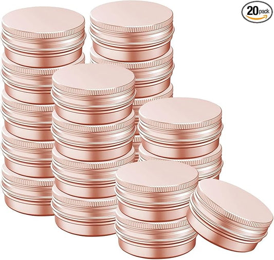 4 Ounce Aluminum Tin Jar with Screw Cap 120mL Tin Cans Refillable Containers for Cosmetic, Lip Balm, Cream, Lotion, Balms, Spices, Salve, Rose Gold 20 Pcs