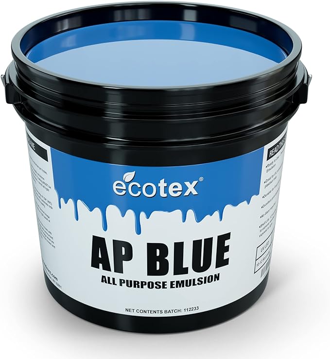 Ecotex® AP Blue Screen Printing Emulsion (Gallon - 128oz.) Pre - Sensitized Photo Emulsion for Silk Screens, Textiles, and Fabric - for Screen Printing Plastisol Ink, Screen Printing Supplies