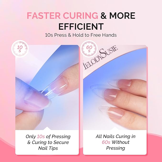 MelodySusie 2Pcs*20g Solid Nail Glue Gel, Super Strong & Long Lasting Soft Gel Nail Tips Glue for Acrylic Fake Nails, 3D Christmas Nail Art, Nail Gem, Soak Off UV & LED Lamp Needed, Home DIY & Salon