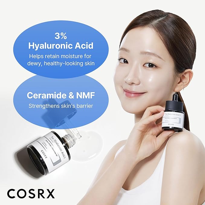 COSRX Pure Sodium Hyaluronic Acid 3% Serum, Hydratying & Moisture Boosting for Fine Lines & Wrinkles, Repair Dry Skin, 0.67fl.oz/20ml, No Artificial Fragrance, Korean Skin Care, Stocking Stuffers