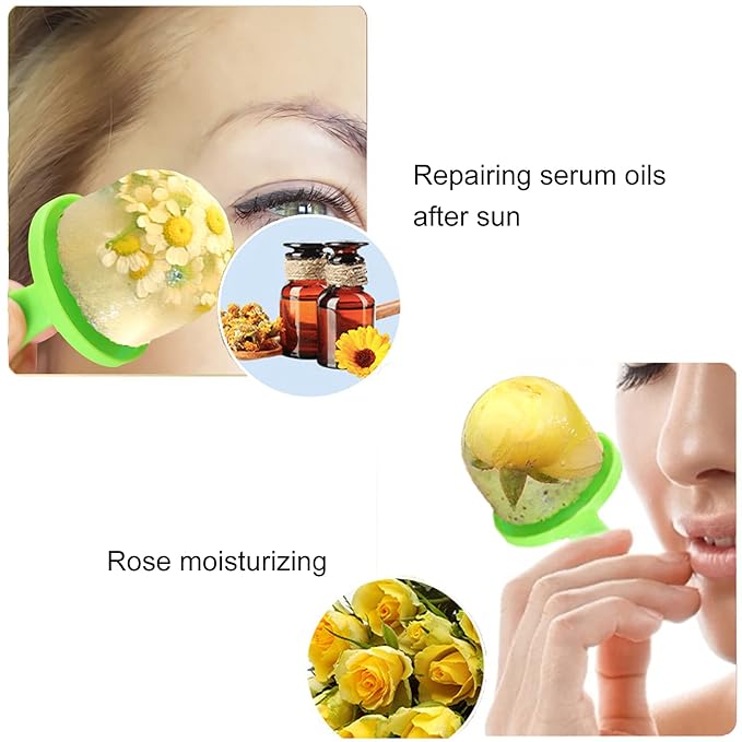 Cube Ice Roller, Reusable Silicone Ice Tray Fine Lines Removal Facial Beauty Ice Roller Skin Care Tools for Face Eyes Lubricate the Skin(yellow)