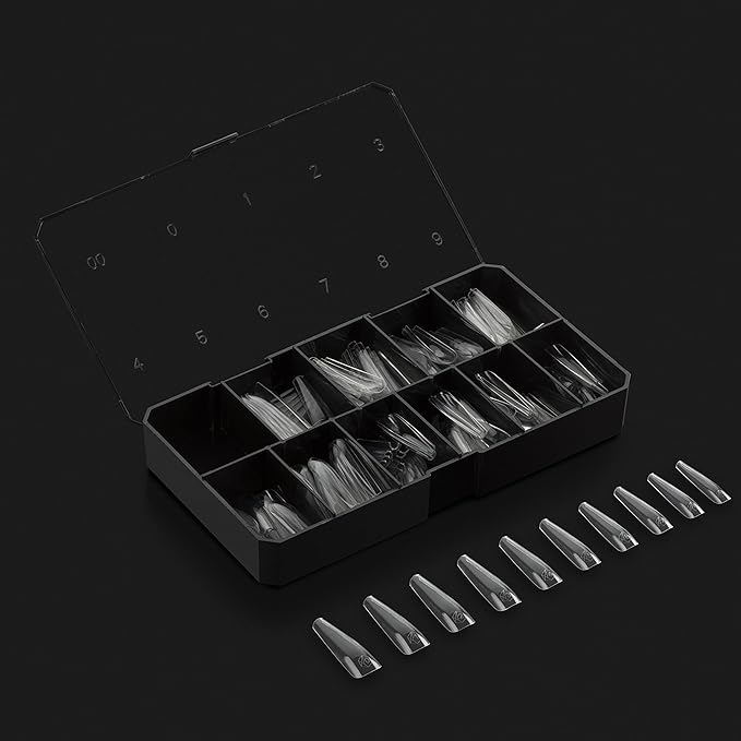 Apres Nail Gel-X Sculpted Coffin Extra Long Box of Tips | 250 Gel-X Tips | Premium Quality | 10 Sizes 0-9 | No Size 00 Included | 2022 Version