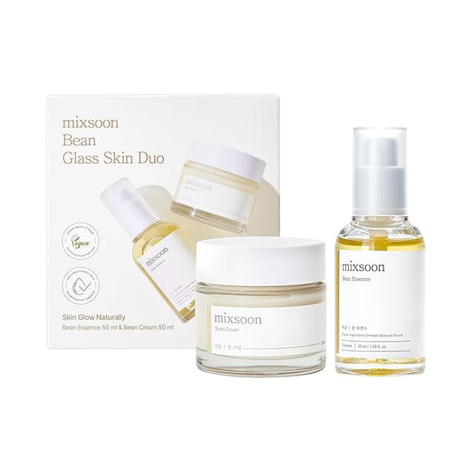 mixsoon Bean Glass Skin Duo Bean Essence 50ml + Bean Cream 50ml 3.38 Fl. Oz / 100ml Glass Skin Care