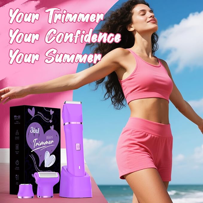 Electric Shaver for Women - Cordless Dermave Bikini Trimmer for Lady's Beauty, Painless Facial Hair Removal Device with Low Noise, Detachable Head, Fast Charging, 2025 Beach Vacation Essentials