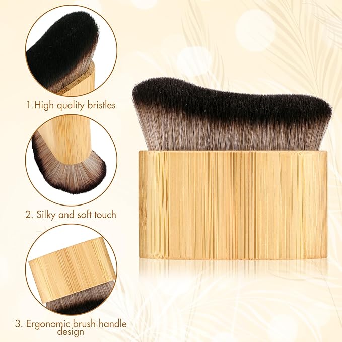 Ouligay Self Tan Brush Portable Self Tanning Brush Kabuki Brush for Self Tanner Brush Sunscreen Liquid Foundation Body Makeup Tanner Blending Brushes for Face Hands Feet