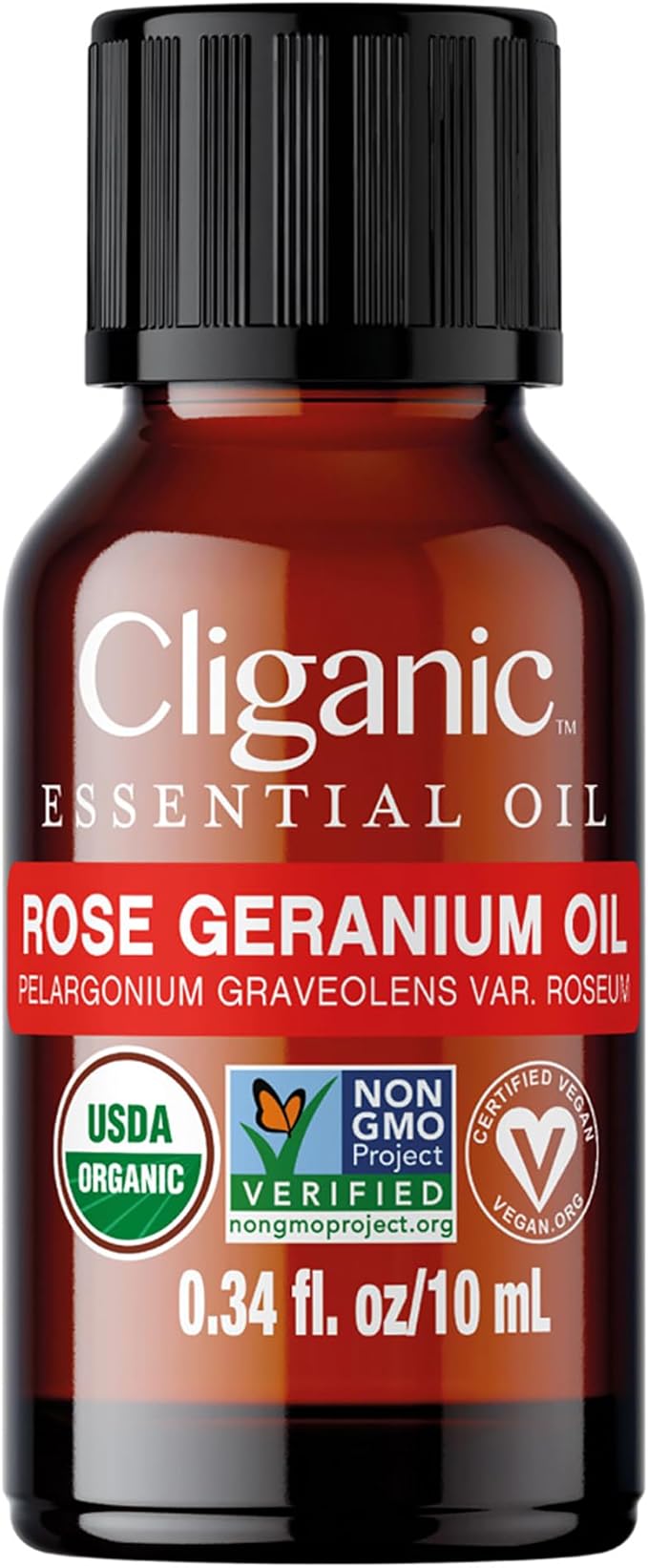 Cliganic Organic Rose Geranium Essential Oil, 100% Pure Natural for Aromatherapy | Non-GMO Verified (Packaging May Verify)