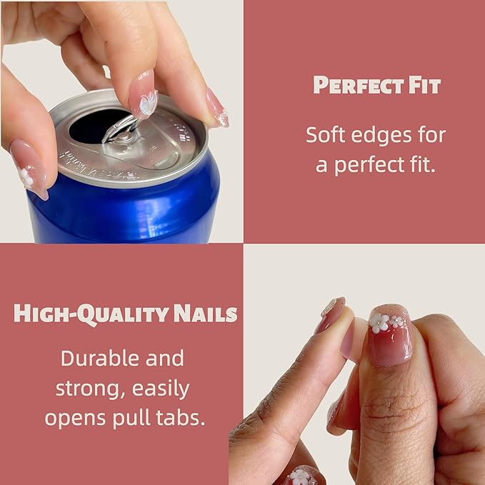 Tomato Red Short Squoval Press on Nails 30pcs with 3D Floral Design, Soft Fit Back, Durable Front Edge, Reusable Full Cover Fake Nails for Daily, Party, Wedding