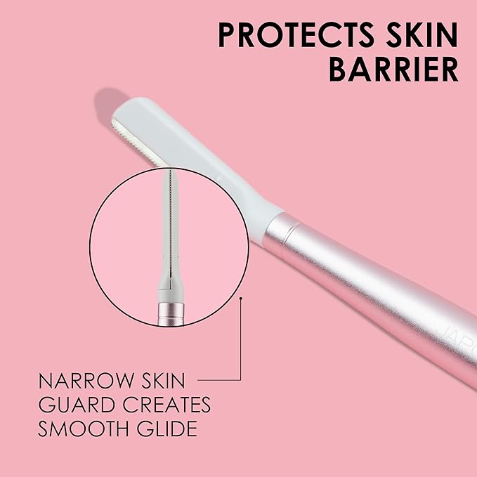 JAPONESQUE - SKINTherapy Dermaplaning Facial Razors - Two Blade Sizes with Interchangeable Handle, Eyebrow Razor, Ultra Sharp Japanese Blades, For Hair Removal, Multipurpose Exfoliating
