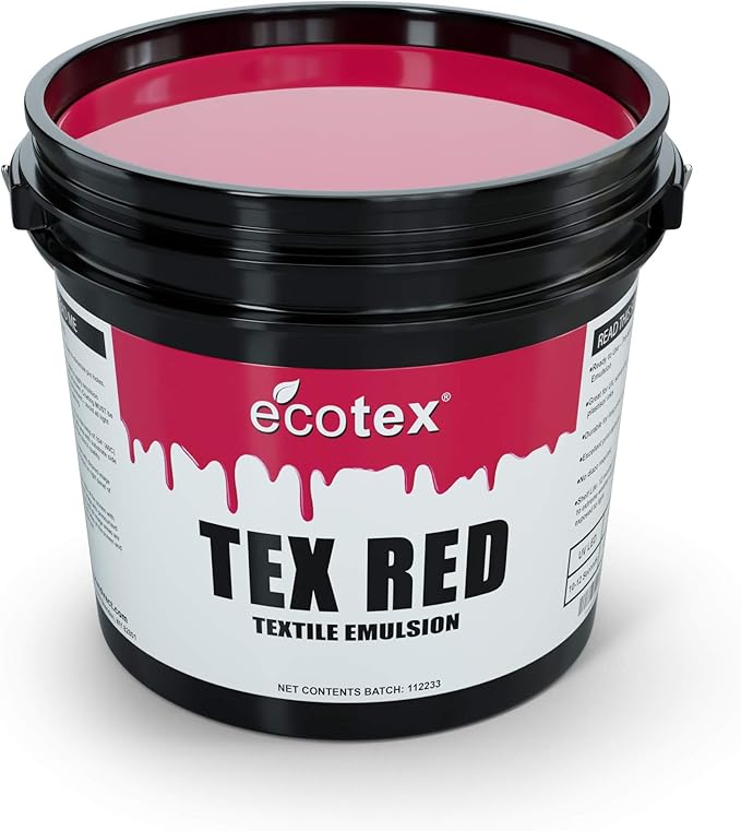 Ecotex® Tex-Red Screen Printing Emulsion (Quart - 32oz.) Pre-Sensitized Photo Emulsion for Silk Screens and Fabric - for Screen Printing Plastisol Inks, Pure Photopolymer Screen Printing Supplies