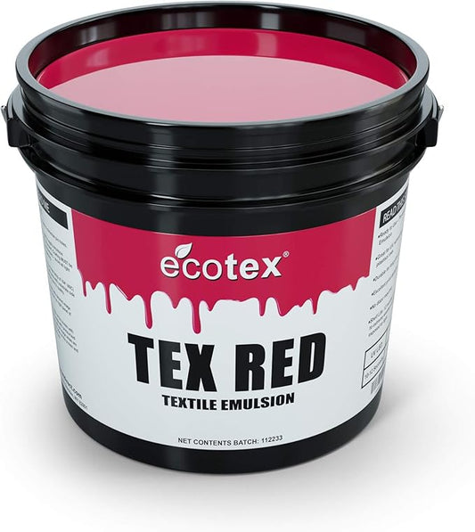 Ecotex® Tex-Red Screen Printing Emulsion (Gallon - 128oz.) Pre-Sensitized Photo Emulsion for Silk Screens and Fabric - for Screen Printing Plastisol Inks, Pure Photopolymer Screen Printing Supplies