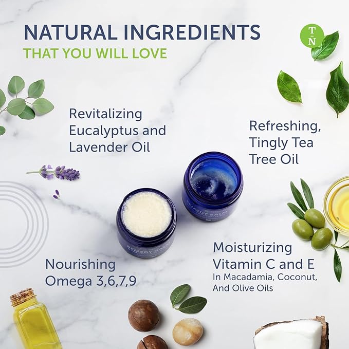 Truremedy Naturals Remedy Balm with Tea Tree Oil, 2 oz - Soothing Moisturizer for Rough Areas - Nourishing Foot and Body Balm with Tea Tree, Lavender, and Eucalyptus
