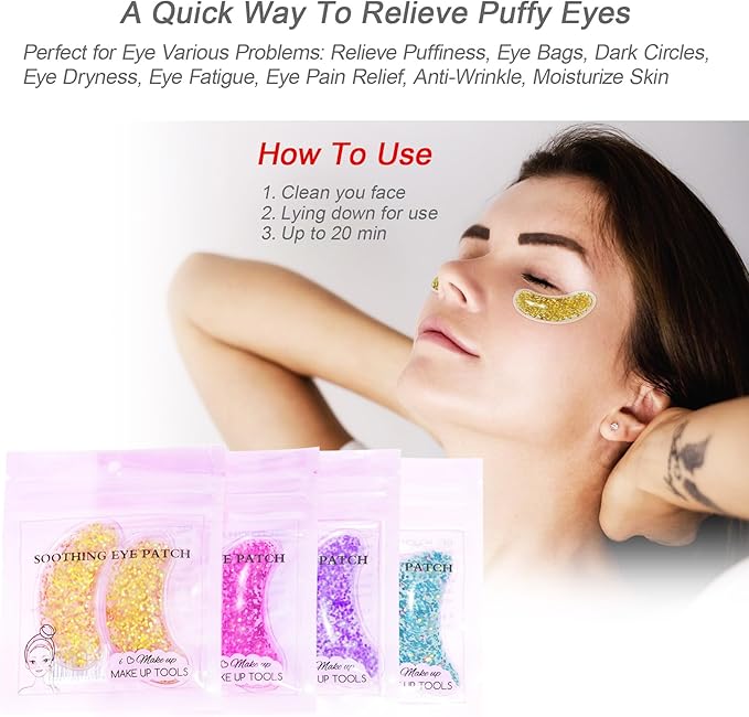 Under Eye Patches for Puffy Eyes, Reusable Ice Gel Eye Pads Cooling Eye Patch Hot Cold Therapy Eye Mask 10Pack