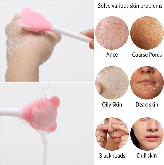 Tbestmax Manual Facial Brush Skin Cleansing Cleaner, Silicone Facial Scrubber, 2-in-1 Skin Care Face Wash for Deep Pore Exfoliation Massaging 10 Pcs