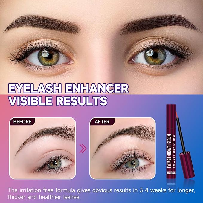 Eyelash Growth Serum, Eyelash Serum for Fuller, Thicker and Longer-Looking Lashes, Advanced Lash Enhancement Natural Formula Vegan Cruelty-Free 5ML