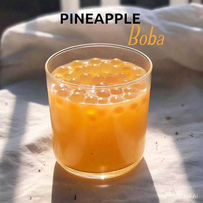 Fanale Popping Boba Pearls for Bubble Tea - 7 lb |Pineapple Flavor | Bursting Boba Pearls Bubble | Fruit Juice Flavor for Shakes, Dessert, Smoothie