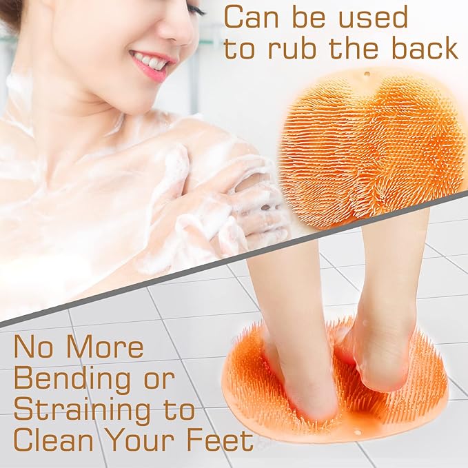 Shower foot scrubber mat back