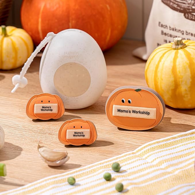 Momo’s Workshop Pumpkin Makeup Sponge Set (3pcs) - Large & Small Cushion Puffs for Halloween Themed,Rubycell Material for Flawless Foundation Application, Travel-Friendly & Storage Case
