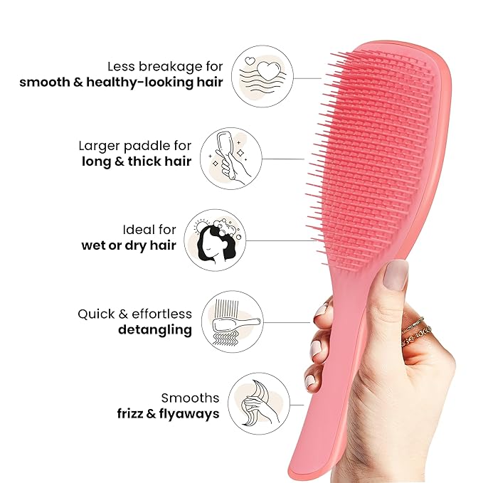 Tangle Teezer Large Ultimate Detangler Hairbrush for Wet & Dry Hair, Eliminates Knots & Reduces Breakage for Long, Thick, & Curly Hair Types, Coral Pink