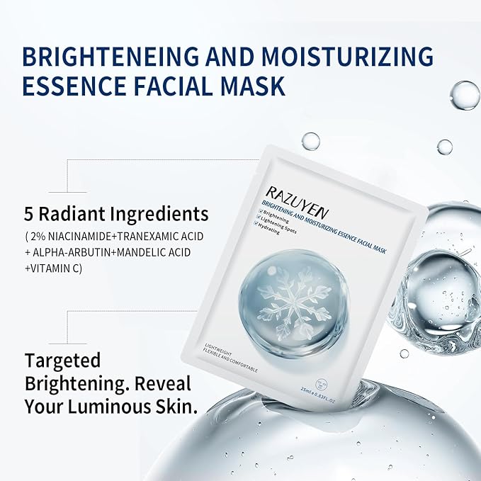 Face Sheet Masks (9 Variety Packs), with Peptides, Vitamin C and Panthenol B5, Anti-aging, Brightening, Soothing Facial Skincare Gift Set for All Skin Types, Moisturizing and Firming Mask Set