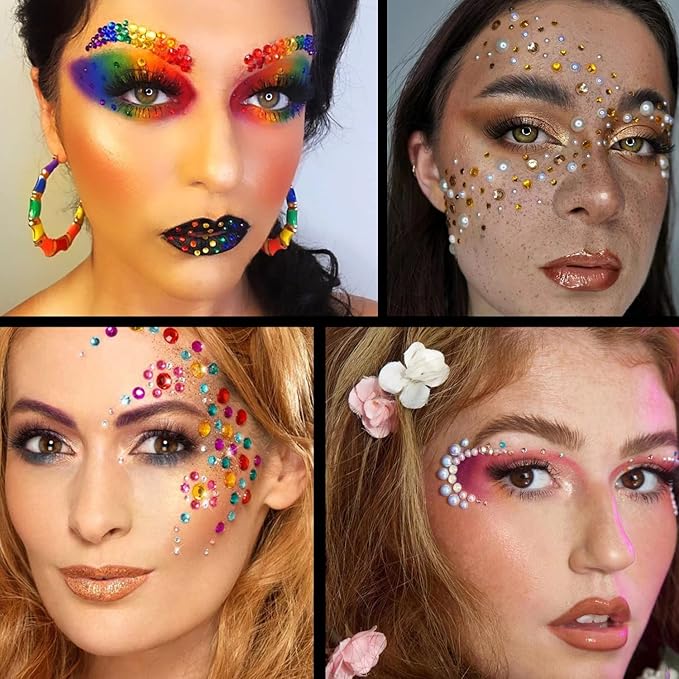 Flat Back Rhinestone+Half Round Pearl Kits Colorful Rhinestones+White AB Pearls With Picker Pencil And Tweezer For Home DIY And Professional Use