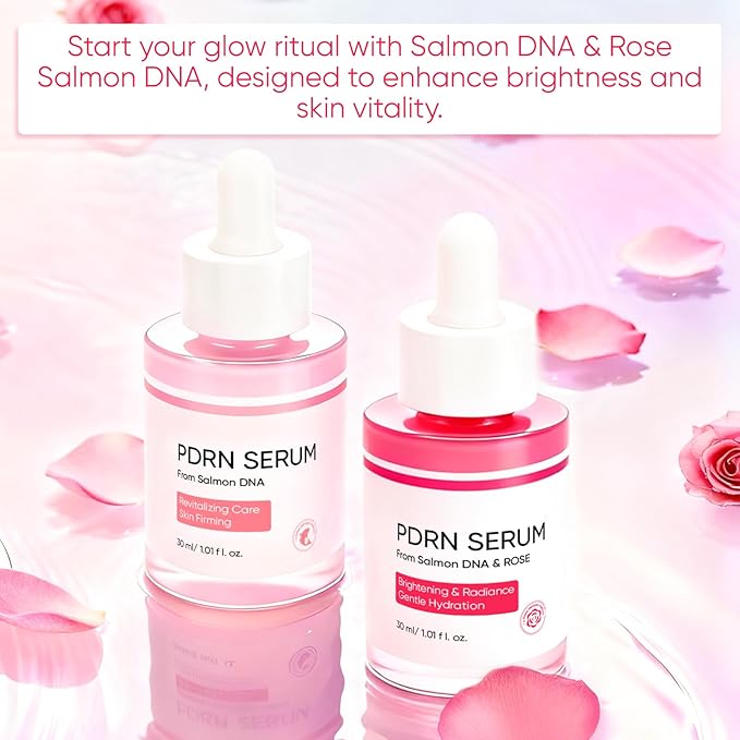 PDRN Serum, Pdrn Pink Peptide Serum, with Salmon DNA & Rose Combo Pack, Gentle Skincare for Radiance & Moisture, 30ml / 1.01 fl.oz