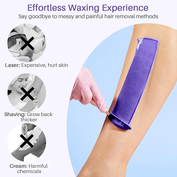 BLITZWAX Brazilian and Bikini Waxing Kit for Women, Hard Wax Warmer for Face, Legs, and Body, At Home Hair Removal Kit, Beginner Friendly, Quick Heating, 28 Accessories