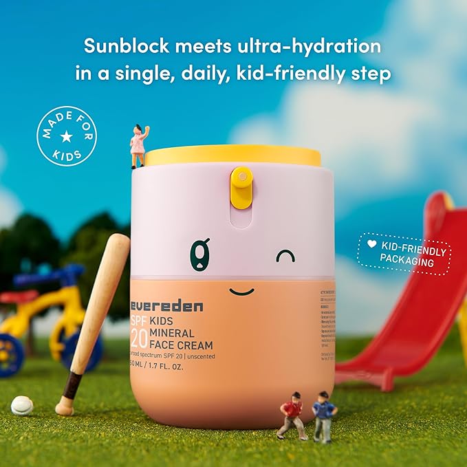 Evereden Kids Face Cream, 1.7 oz. | Fragrance-Free and Kids Face Lotion with SPF 20 | Clean and Non-Toxic Face Moisturizer | Multi-Vitamin Skin Care | FSA Eligible