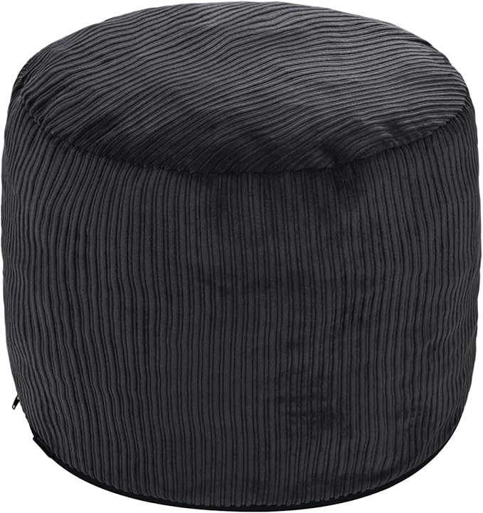 Pouf Ottoman Foot Stools Ottoman with Foam Small Corduroy Ottomans for Living Room Ottomans Pouf 20x15 Floor Poufs Foot Rest for Office Chair Black Foot Stool Small