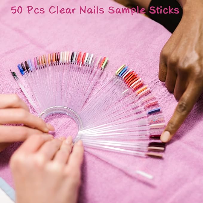 71 in 1 Nail Art Brushes Set with Resin Nail Art Palette, 50 Pcs Clear Nail Swatch Sticks, 5 Pcs Nail Dotting Pens, Nail Tech Supplies Tools for Nail Art