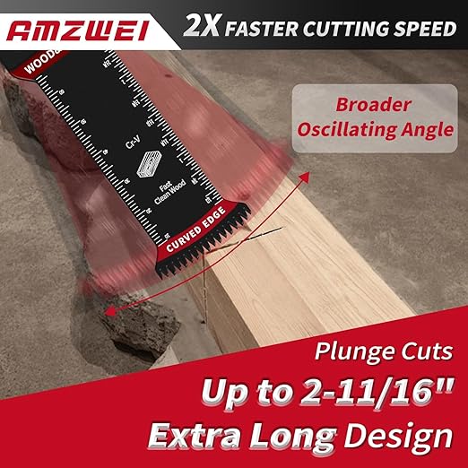 20 Pcs Extra Long Titanium Oscillating Tool Blades & Japanese Teeth, Curved Edge Multitool Blades for Metal, Wood, Plastic, Oscillating Saw Blades Compatible with Dewalt Bosch Milwaukee Ryobi