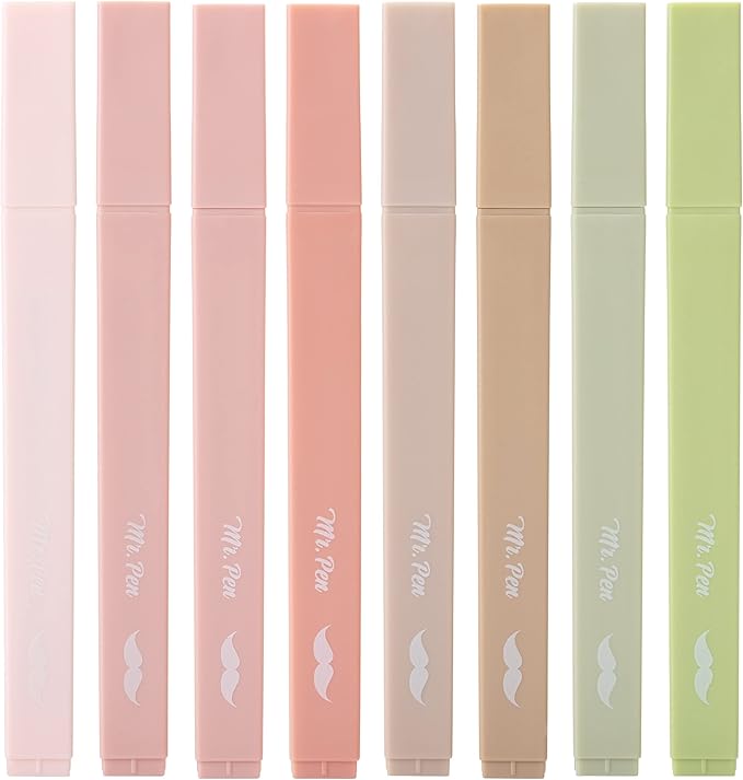 Mr. Pen- Aesthetic Highlighters, 8 pcs, Chisel Tip, Boho Colors, No Bleed Bible Highlighter Pastel, Assorted Colors, Cute