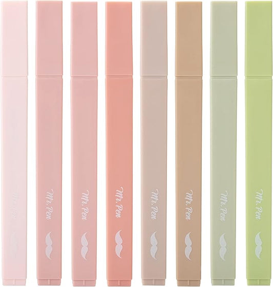Mr. Pen- Aesthetic Highlighters, 8 pcs, Chisel Tip, Boho Colors, No Bleed Bible Highlighter Pastel, Assorted Colors, Cute