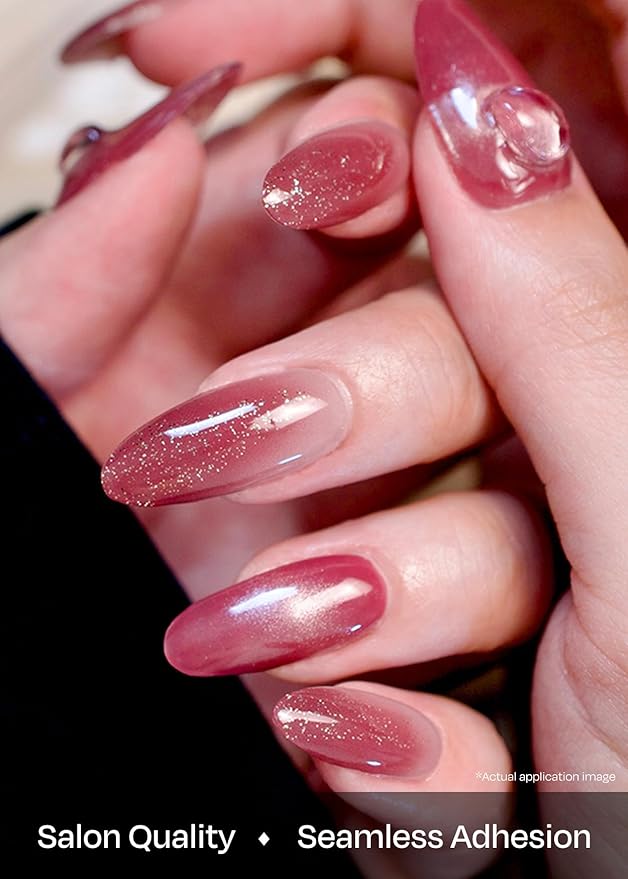 ohora Semi Cured Gel Nail Strips (N Grape Glaze) - Works with Any Nail Lamps, Salon-Quality, Long Lasting, Easy to Apply & Remove