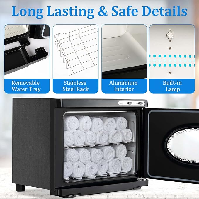 Hot Towel Warmers for Spa 23L Large Capacity Hot Towel Cabinet with See-Through Window Towel Steamer for Facials Massage Salon Bathroom Barber Beauty Steam Towel Warmer (black)