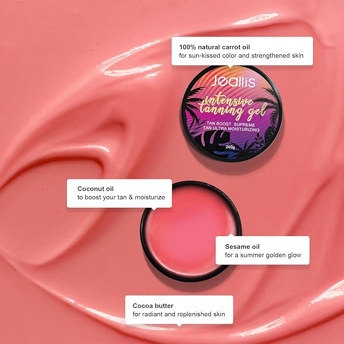 Extreme Dark Intensive Tanning Luxe Gel Peach, Tan Accelerator for Outdoor Sun and Tanning Beds, Sun Tan Intensifier Butter with Dark Carrot Sun Tanning Oil for Natural Faster Darker Tan 6.8oz