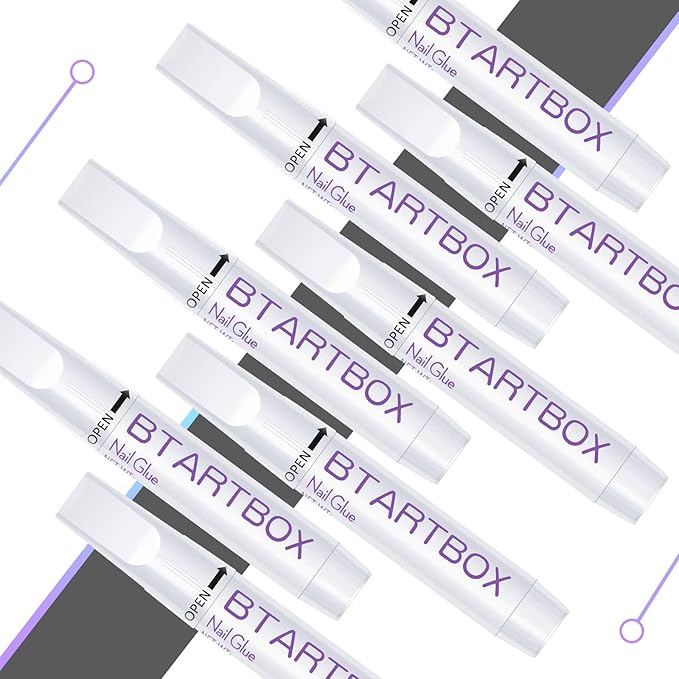 Nail Glue for Acrylic Nails - Nail Glue for Press On Nails, 8 Pcs BTArtbox Adhesive Super Bond for Fake Nails Tips Long Lasting, 0.07 oz