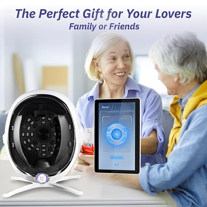 13.3 Inch 3D Digital Skin Analyzer Detector, AI Smart Facial Skin Analysis Machine, 38 Million Pixels, 8 Spectral Facial Moisture Analyzer for Beauty Salon Healthy Skin Care