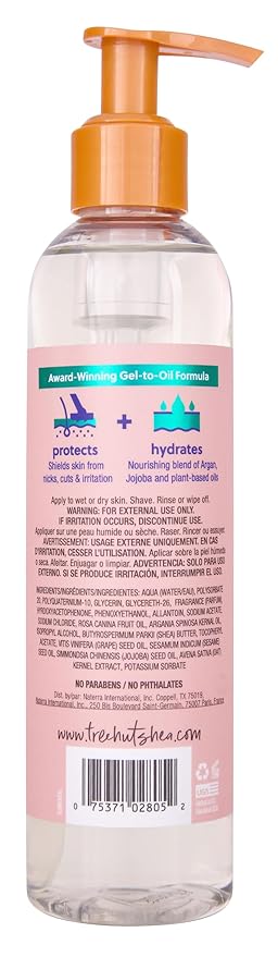 Tree Hut Bare Moroccan Rose Moisturizing Shave Oil, 7.7 fl oz, Gel-to-Oil Formula, Ultra Hydrating Barrier for a Close, Smooth Shave, For All Skin Types