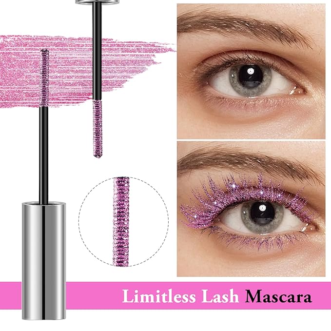 Colored Fiber Mascara, Waterproof Long Lasting Eyelash Mascara, Glitter Eyeshadow And Brow, Volume And Length, Sparkle Eye Makeup
