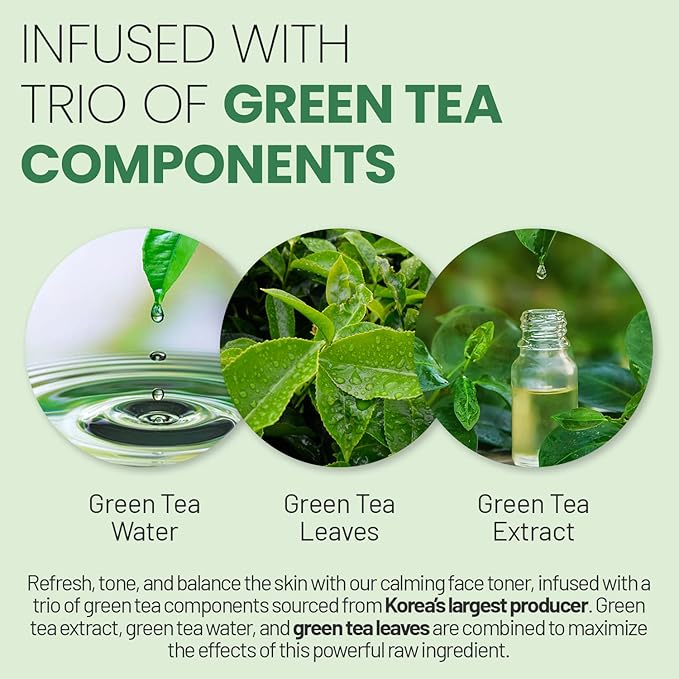 LAPALETTE Calming Green Turnover Toner | Green Tea | Hydrating & Moisturizing | Gentle Peeling with Natural Aha, Bha & PHA Ingredients | Korean Skincare 6.75fl.oz