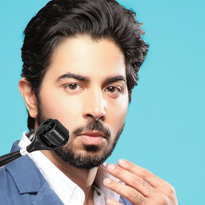 5 in 1 Derma Roller Kit with 0.3mm Microneedle Roller & Ice Roller for Face & Body/Beard & Hair, At-Home Beauty Tool Set