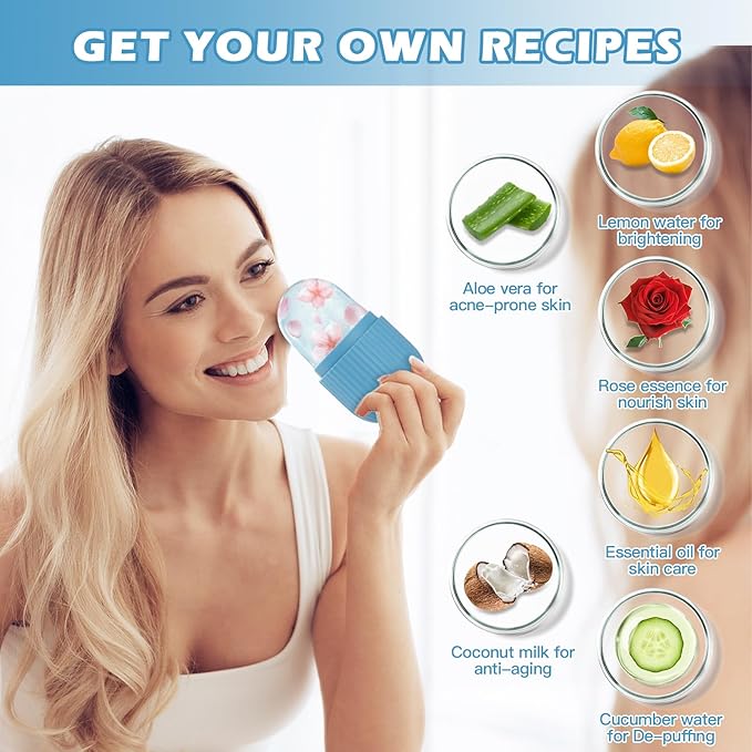 IMEASY Facial Ice Roller & Gua Sha Massager - Ice Cube Mold, Eye & Face Beauty Tool