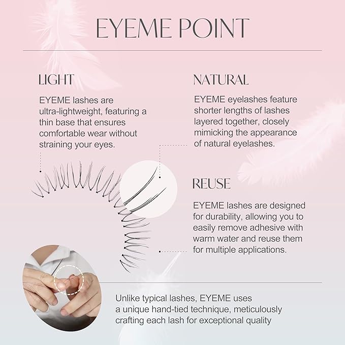 EYEME Cutting Eyelash NO.V36 – 5 Set Pack, Flexible Wispy Cluster Lashes for a Soft & Natural Look, Short Front Design for a Subtle & Innocent Eye Effect, Customizable & Comfortable Fit, K-Beauty