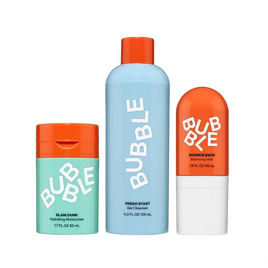 Bubble Skincare Slam Dunk Hydrating Face Lotion (50ml) + Fresh Start Gel Face Wash (125ml) + Bounce Back Hydrating Facial Mist Toner (55ml) - Balancing Skincare Routine