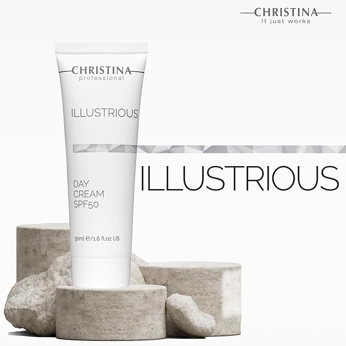 Christina - Illustrious - Day Moisturizer with SPF 50 – Sunscreen Cream for Face with Advanced Hydration and Sheen Support – Moisturizing Cream for Radiance & Tone – Daily Use for Neck & Face – 50ml