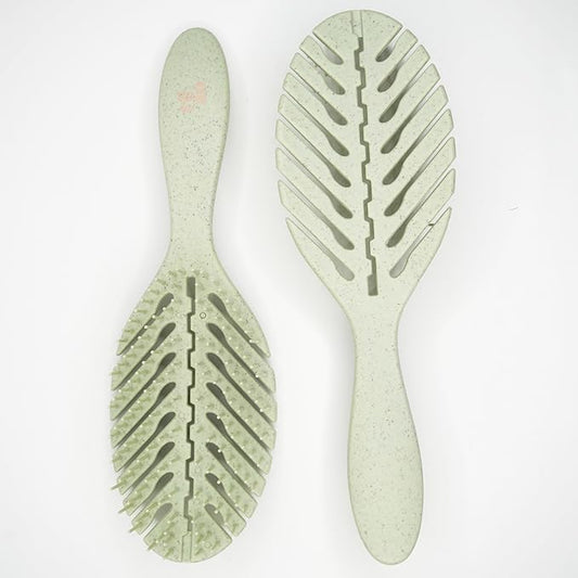 Rëzo Vented Green Detangler Brush - Damage-free detangling, Heat-resistant bristles, Vented design allows max airflow for quick drying
