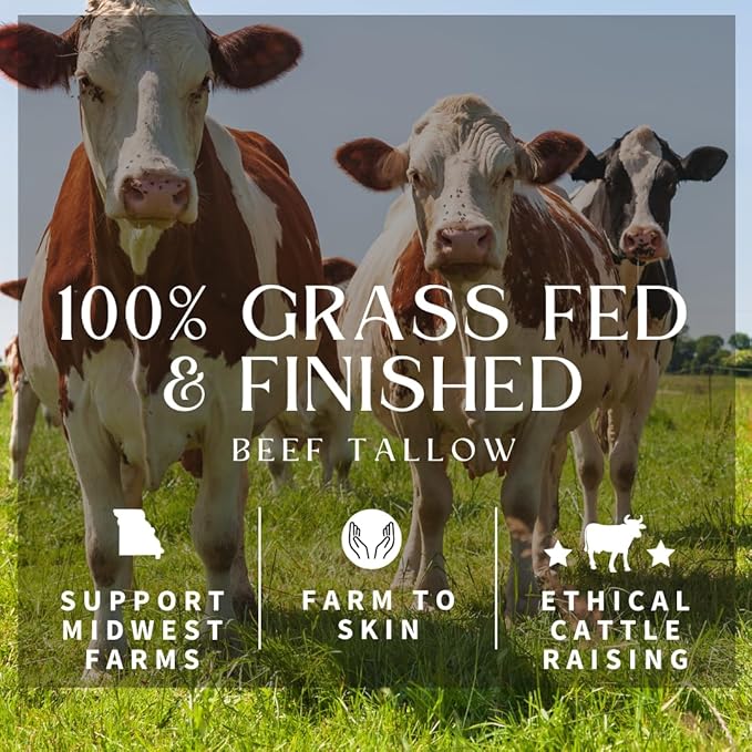 All Natural Whipped Tallow Balm – 100% Grass-Fed Beef Tallow, Organic Ingredients, Handmade Face + Body Moisturizer & Lotion for sensitive skin – 2 FL. OZ. (Fragrance-Free)