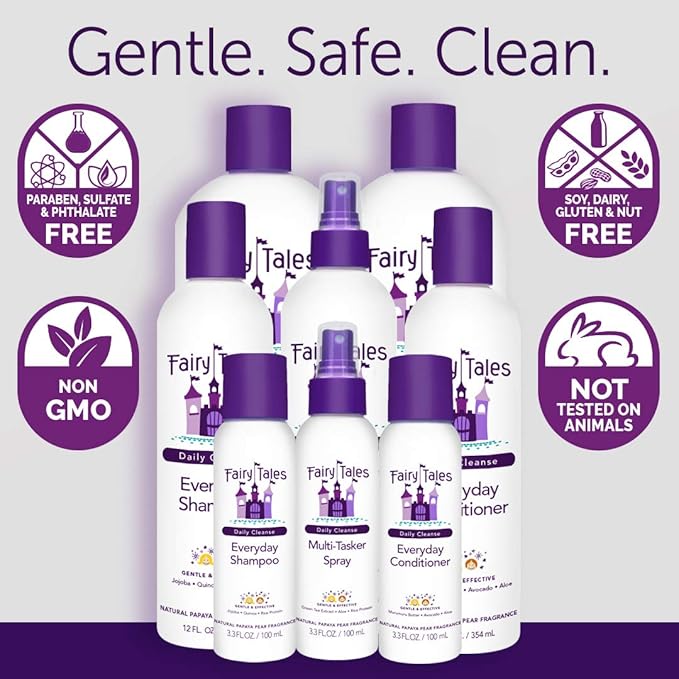 Fairy Tales Daily Cleanse Everyday Kids Shampoo - Gentle Natural Defining Shampoo, Tangle Free, Moisturizing and Hydrating Formula, Paraben Free - 12 oz